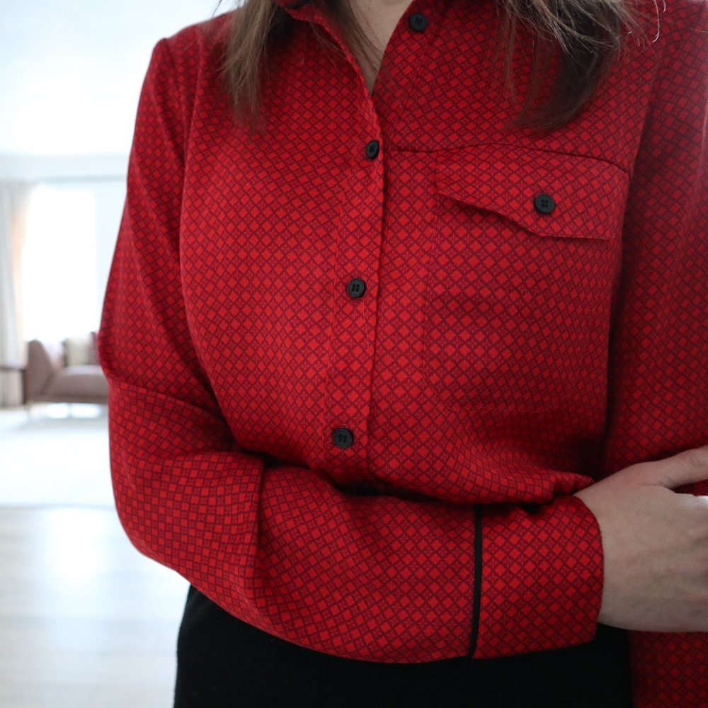 Tristan Red Silky Blouse XS